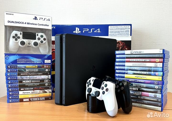 Отличная Sony PS4 Slim/Гарантия/Игры/PSplus