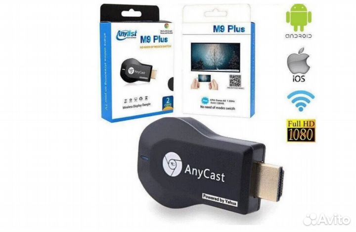Медиаплеер AnyCast M9 Plus, hdmi адаптер для телев