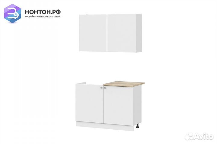 Кухня Айлин 1.2 м белый текстурный / тростник