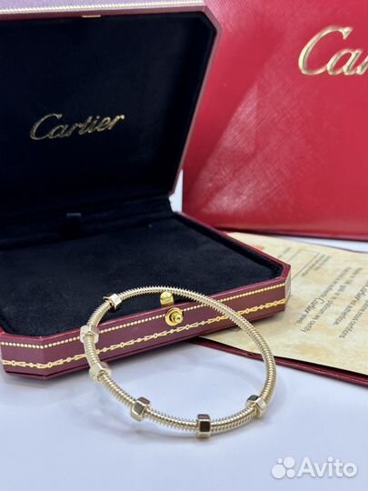 Золотой браслет ecrou de cartier с гайками картье