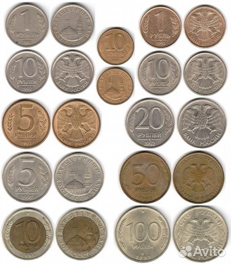 Монеты молодой России 1991-1993 год