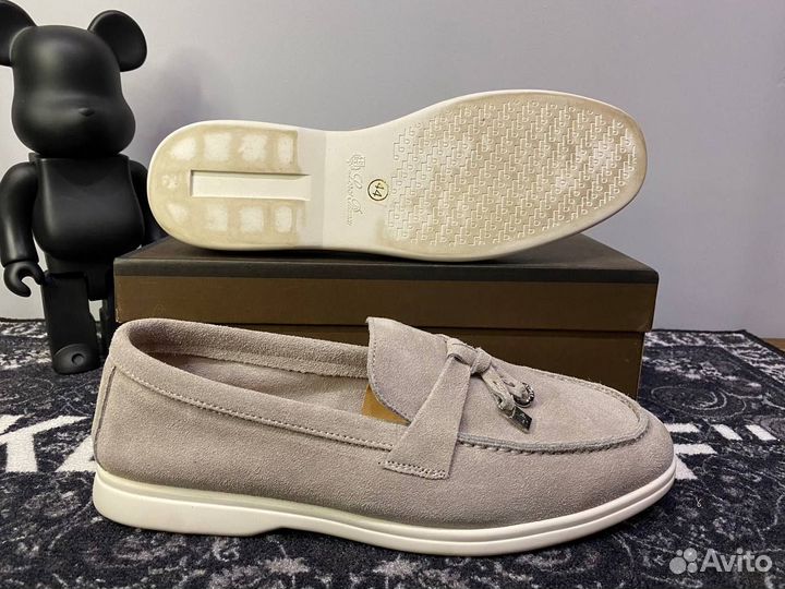 Лоферы Loro Piana замшевые серые