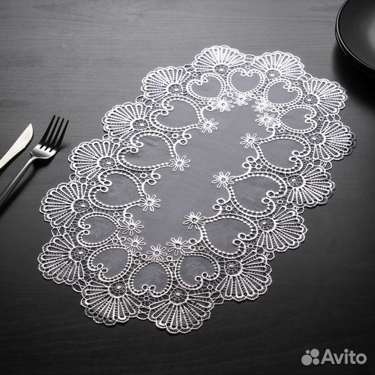 Набор салфеток ажурных для стола Доляна «Листья»