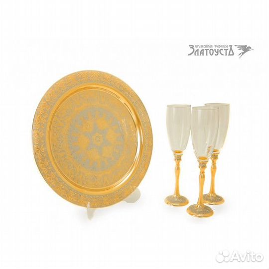 Набор для шампанского - золотой