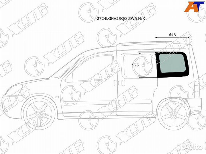 Боковое стекло кузова заднее левое Berlingo M49