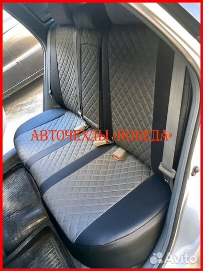 Чехлы Chevrolet Lacetti из экокожи чёрно-серые Ром