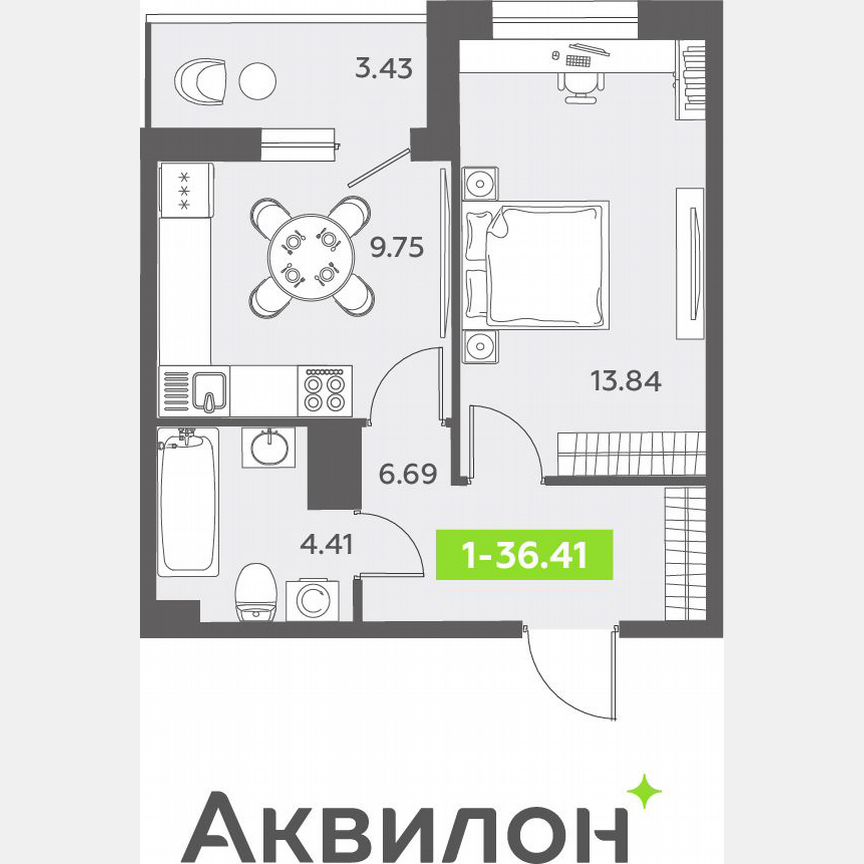 1-к. квартира, 36,8 м², 8/13 эт.
