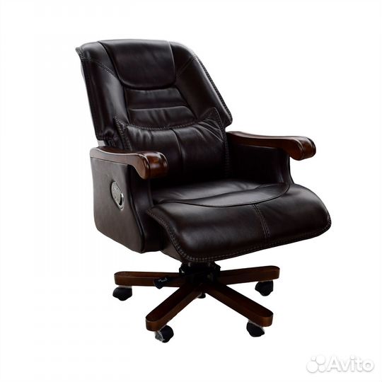 Кресло босса Натуральная кожа + Орех До 250 кг