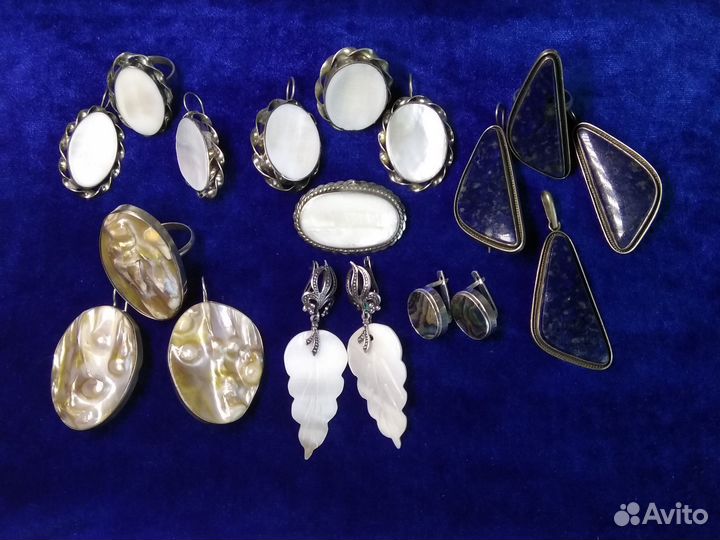 Украшения комплекты перламутр лазурит серебро