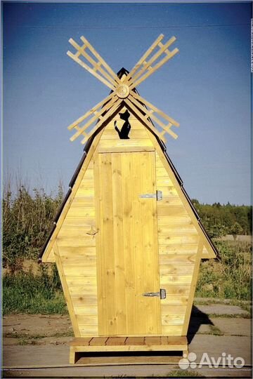 Дачный туалет деревянный прямоугольник BSG