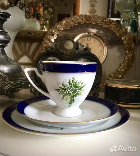 Чашка с блюдцем винтаж ландыши