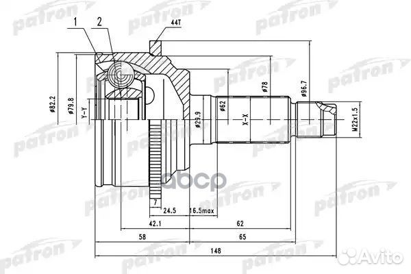 ШРУС наружн к-кт 28x62x32 ABS:44T mazda: 6 02