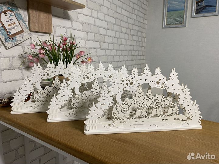 Новогодний светильник деревянный новый