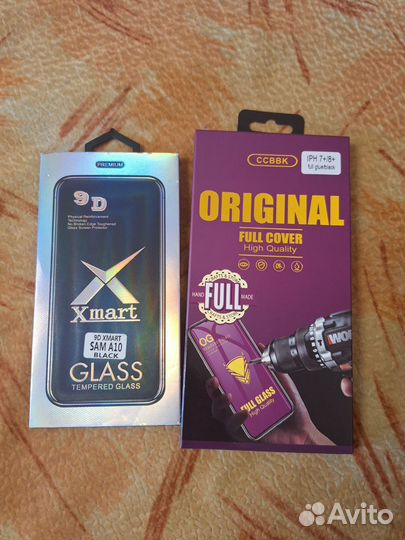Защитные стекла на самсунг а10 и айфон 7+,8+