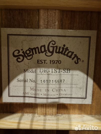 Гитара Sigma Guitars DR-1ST-SB