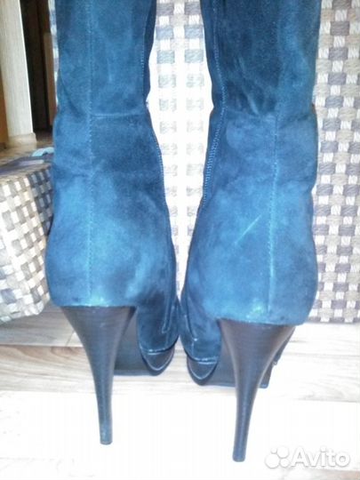 Сапоги зимние, высокий каблук
