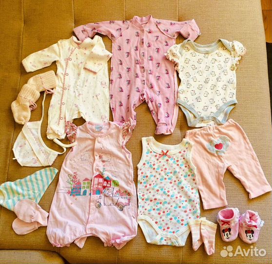 Одежда пакетами 0-3 мес, 62 см, на девочку