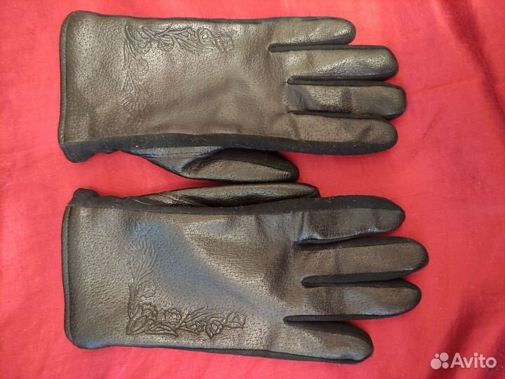 Натуральная кожа перчатки женские, размер 7