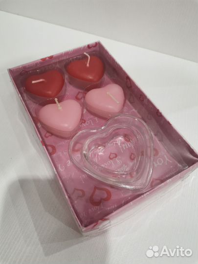 Свечки - сердечки декоративные с подсвечником