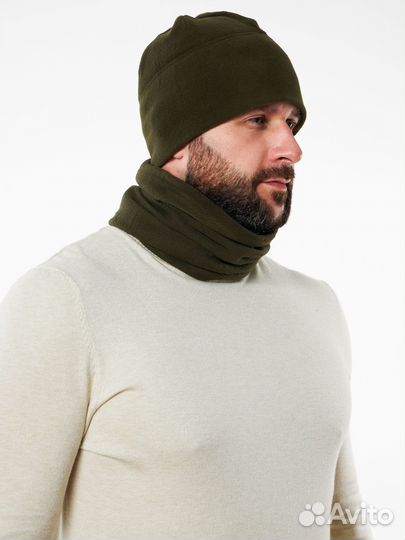Шапка со снудом флисовая зимняя осенняя Комплект