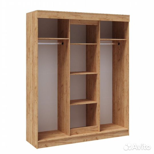 Шкаф-купе (1,7 м) Твист Белый, Юкон, Крафт Золотой