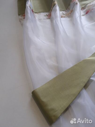 Тюль готовый с отделкой другой тканью