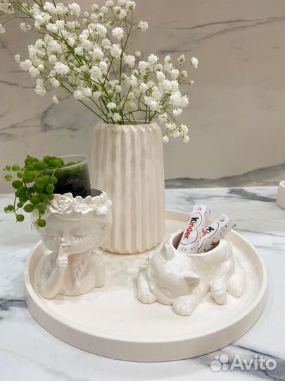 Наборы из гипса, свечи, вазы, шкатулки