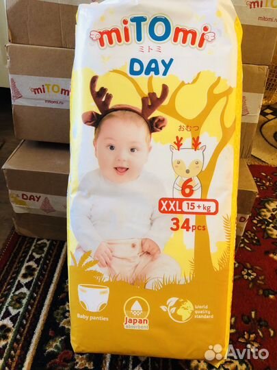 Подгузники памперсы mitomi xxl 6 трусики
