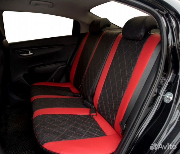 Чехлы сидений Лада Веста красные