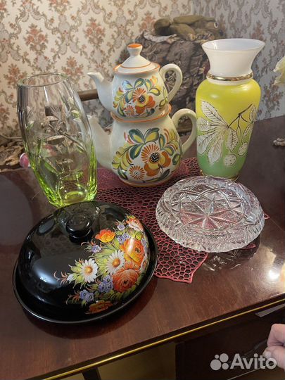 Ваза для цветов цветное стекло СССР