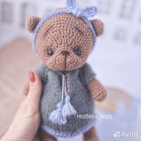 Вязаный мишка Тедди.Ручная работа