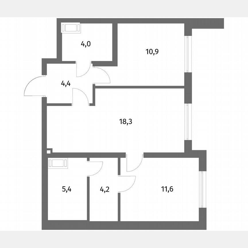 2-к. квартира, 58,8 м², 6/6 эт.