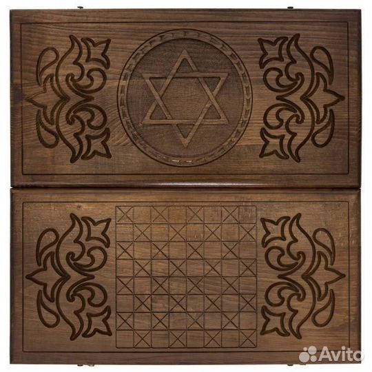 Нарды и шашки резные Звезда Давида 62 х 64 см бук Армения 62594