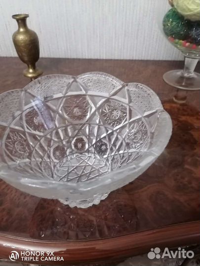 Ваза хрустальная СССР. Чайник. Цветочники