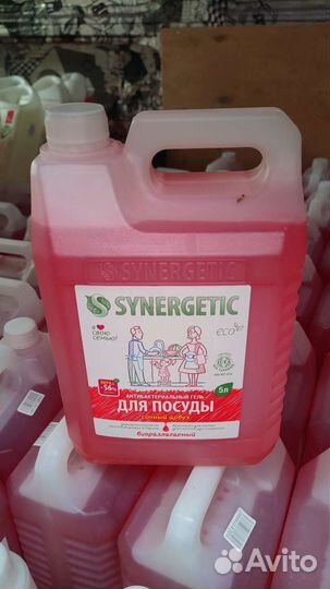 Гель для мытья посуды synergetic арбуз 5л