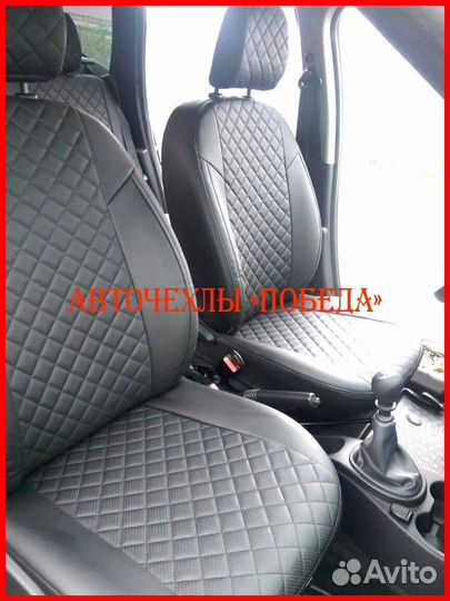 Чехлы Renault Duster 1 из экокожи чёрные Ромб