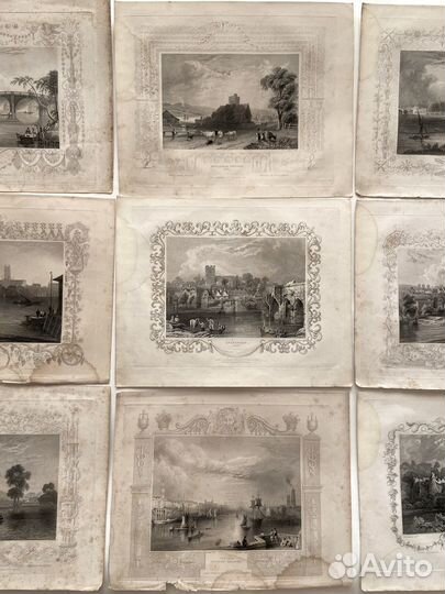 Темза река. Роскошные Старинные гравюры 1837г