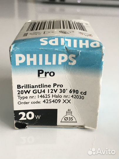 Галогенная лампа phillips pro 20w, 12v, gu4