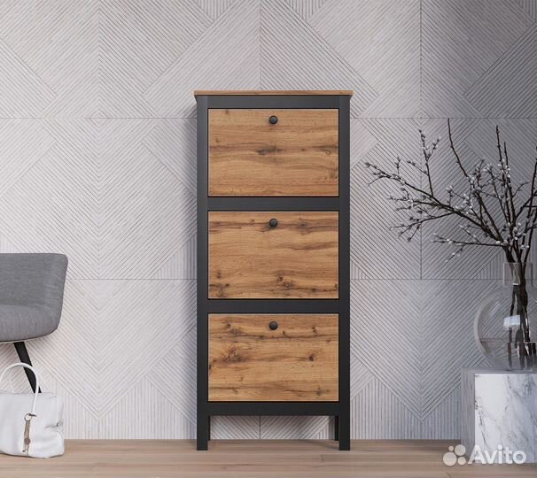 Тумба для обуви Loft SFB3B/50, дуб вотан/черный