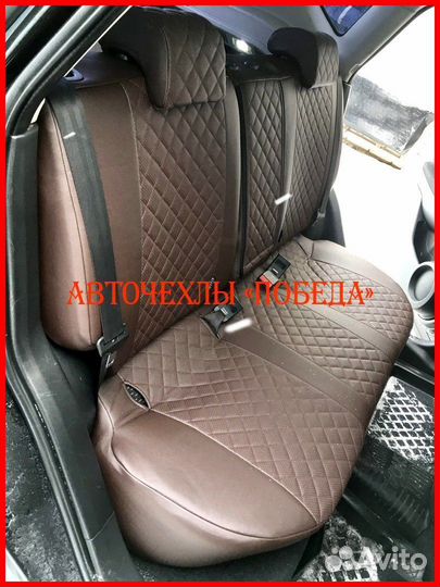 Чехлы Nissan Qashqai 1 из экокожи шоколадные Ромб