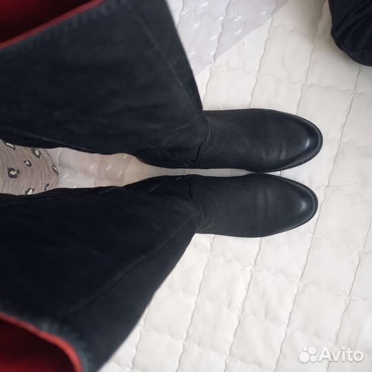 Зимние кожаные сапоги