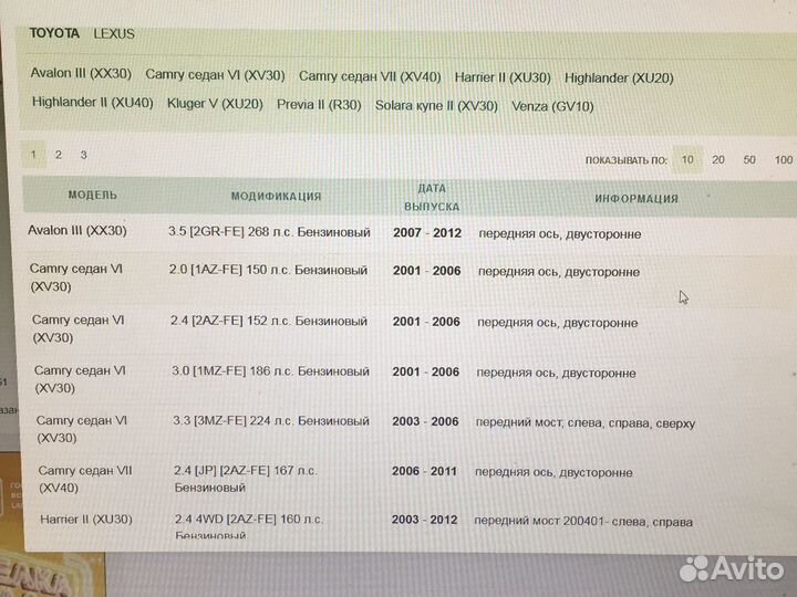 Стойки стабилизатора Camry v30 Lexus RX350