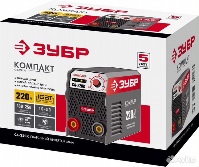 Сварочный инвертор зубр мма са-220К серия «мастер»
