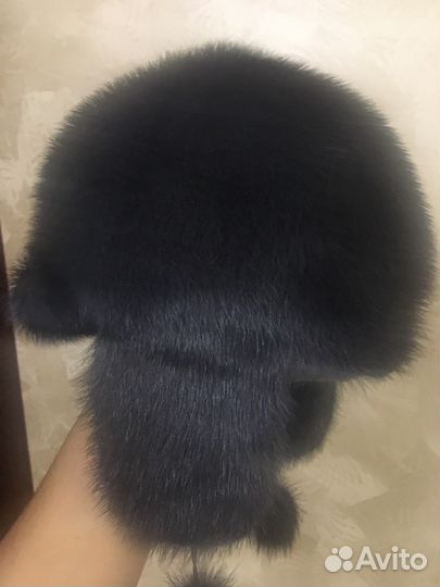 Норковая шапка (серо-голубая)