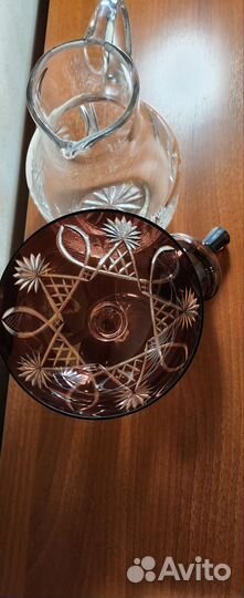 Хрустальные кувшин и конфетница. СССР