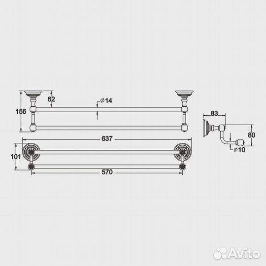 Полотенцедержатель Rose RG1427Q, бронза