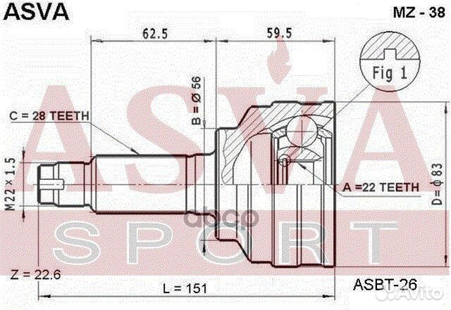 ШРУС наружный 22x56x28 mazda mazda : capella 62