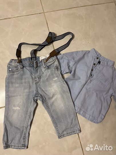 Рубашка и джинсы на мальчика 74