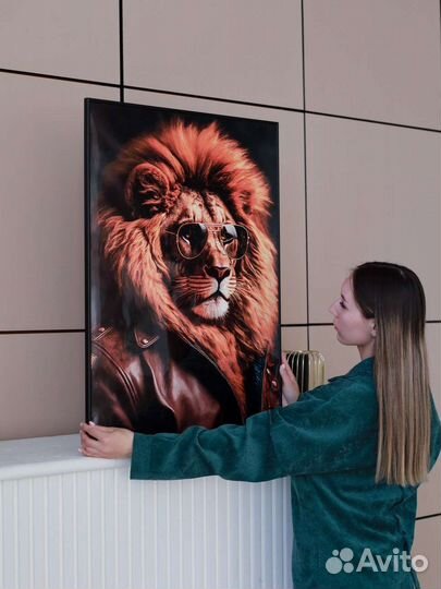 Стильная арт Картина Лев большая