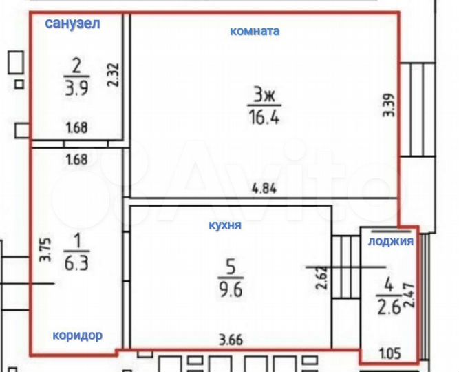 1-к. квартира, 38,8 м², 2/9 эт.